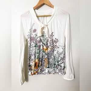 Meadow rue anthropologie floral shirt size medium fits small